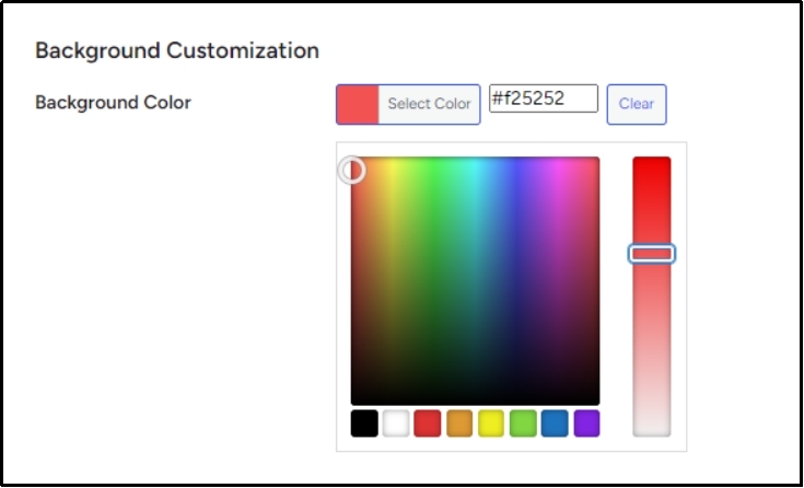 Options to change the background color.