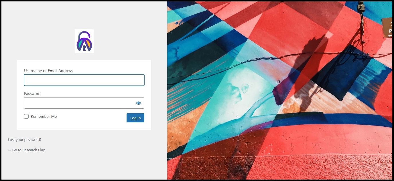 WordPress login page designed with multilingual support enabled.