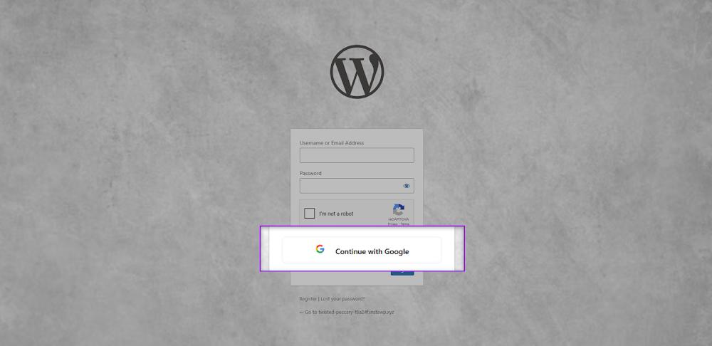Google login setup page with configuration fields.