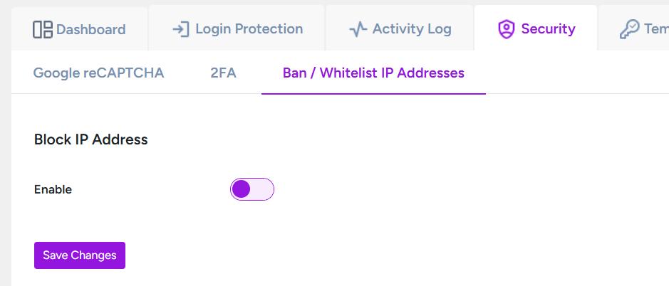 Ban or whitelist IP addresses.