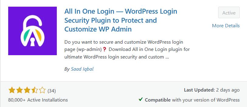 WordPress login security plugin overview.