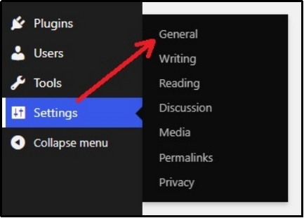 WordPress settings menu.