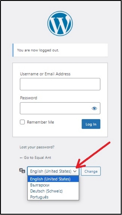 WordPress language switcher.
