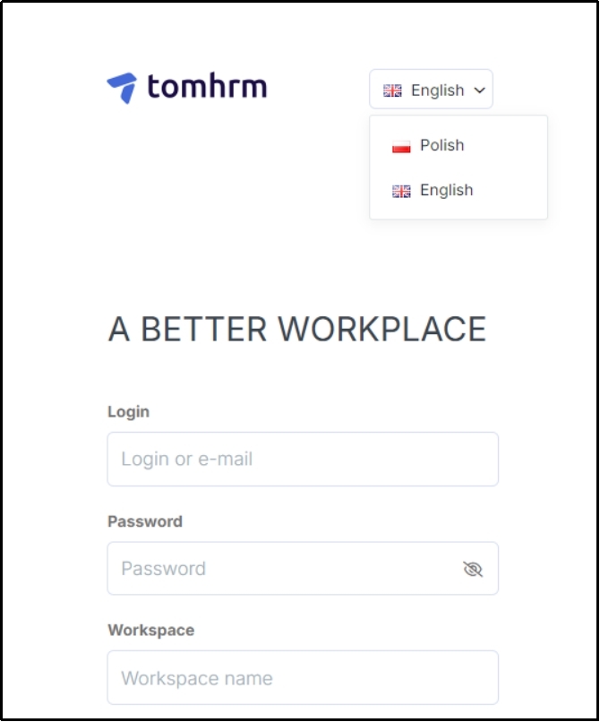 TomHRM bilingual language options.