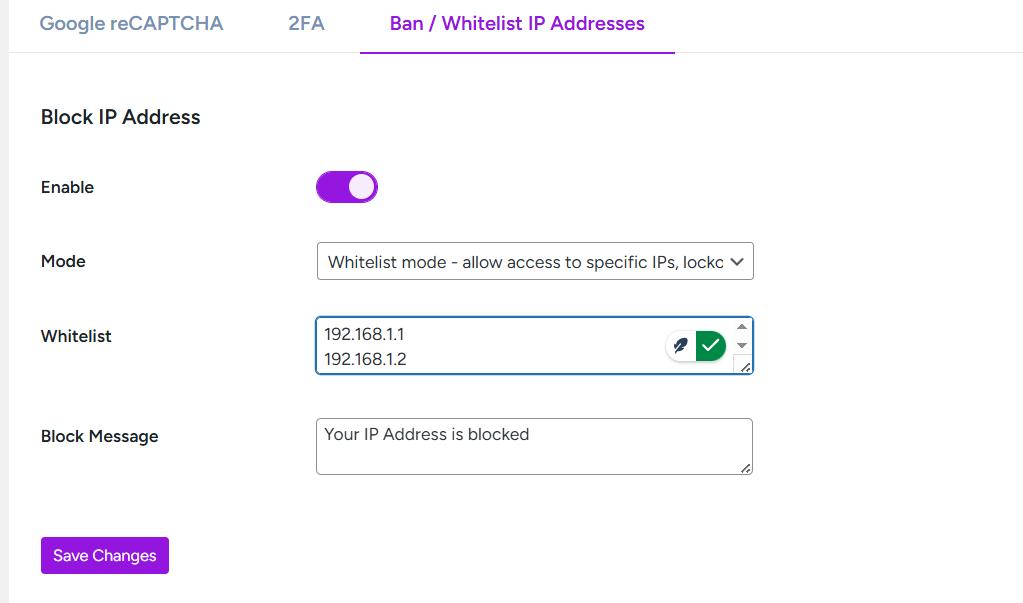 Whitelist mode enabled.